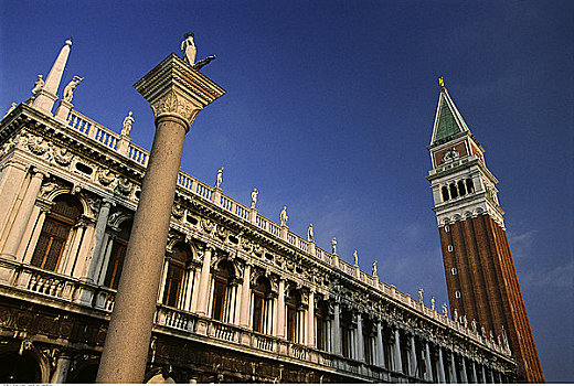 仰视,建筑,钟楼,威尼斯,意大利