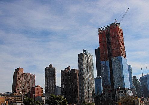 摩天大楼,风景,城市,建筑工地,纽约