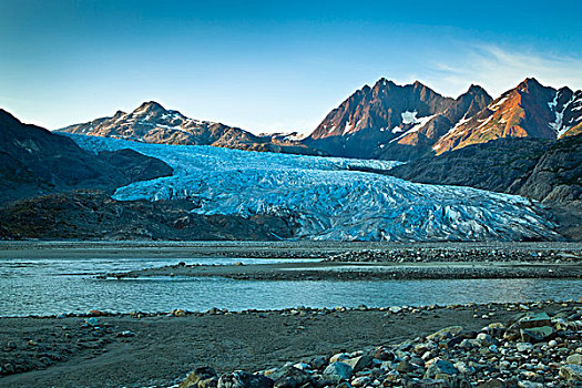 冰河,晨光,冰河湾国家公园,保存,东南阿拉斯加,夏天