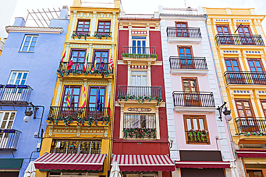 瓦伦西亚,彩色,建筑,正面,市场,西班牙