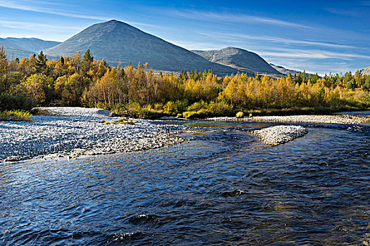 风景,上方,埃特纳火山,河,国家公园,奥普兰,挪威,斯堪的纳维亚,欧洲