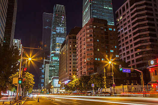 城市夜景,北京夜景,车流