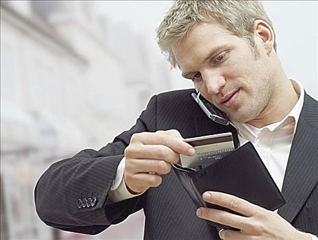 男人,手机,信用卡