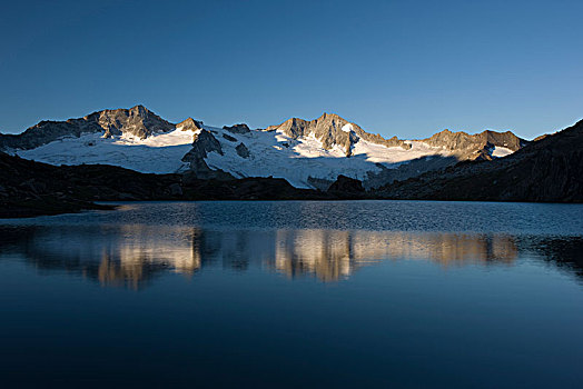 冰河,风景,湖,日出,阿尔卑斯山,奥地利