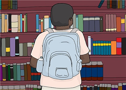 黑人,背包,图书馆