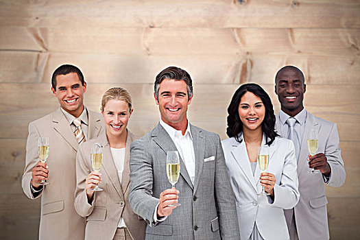 企业团队,庆贺,成功,香槟