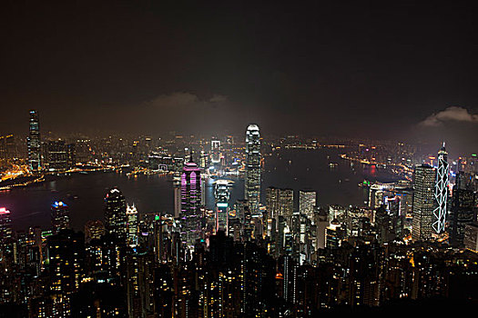 夜晚,城市,香港岛,香港,中国
