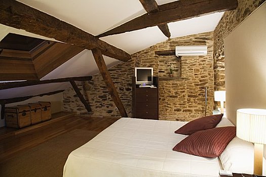 床,卧室,萨莫拉,西班牙