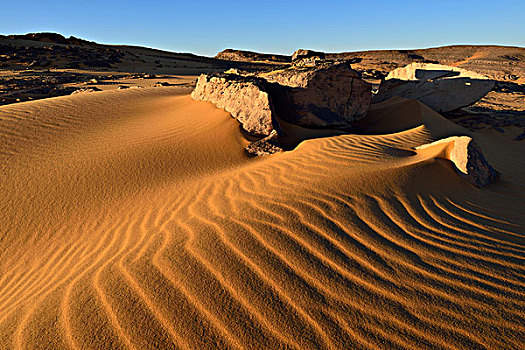 沙丘,石头,高原,阿杰尔高原,国家公园,世界遗产,撒哈拉沙漠,阿尔及利亚,非洲