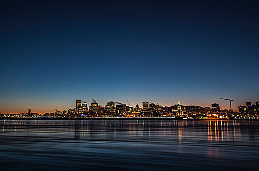 圣劳伦斯河,城市灯光,夜晚,蒙特利尔,魁北克,加拿大
