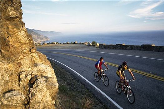 骑自行车,蒙特里,1号公路,加利福尼亚,美国