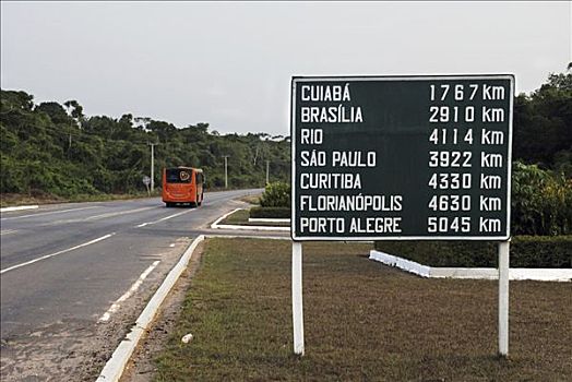 路标,亚马逊河,展示,巨大,远处,巴西