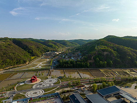 陕西省延安市南泥湾航拍图片