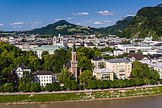 奥地利,萨尔茨堡,风景,右边,老城,米拉贝尔,宫殿