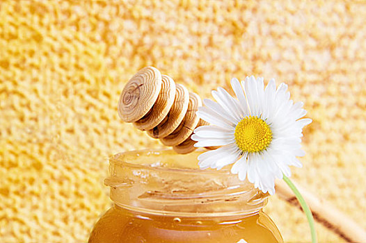 罐,蜂蜜,背景,蜂窝