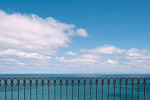 锻铁,栏杆,正面,海洋,全景