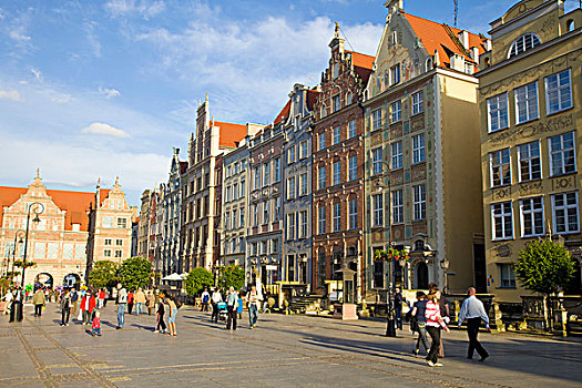 欧洲,波兰,华沙,行人,广场,建筑,画廊