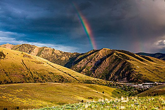 彩虹,日落,上方,峡谷,蒙大拿