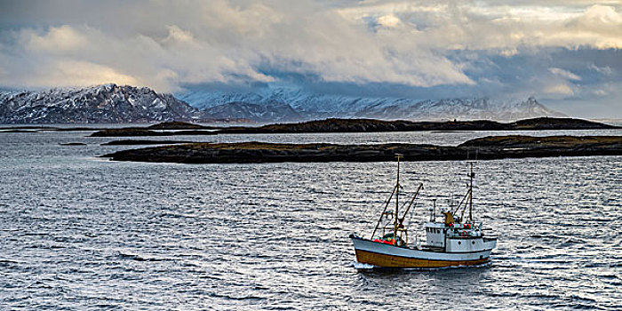 渔业,船,大西洋,海洋,北极圈,风景,挪威