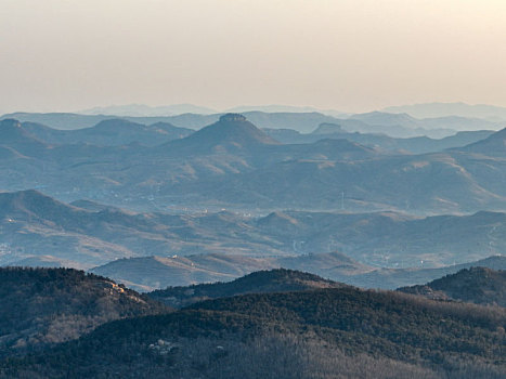 航拍沂蒙山区乡村风光