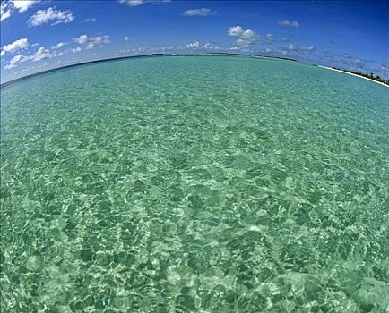 青绿色,水,岛屿,鱼眼镜头,马尔代夫,印度洋