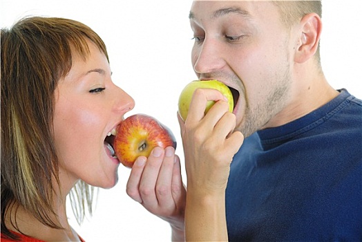 健康,情侣,苹果