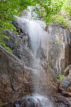 夏季深山中有瀑布山泉的环境