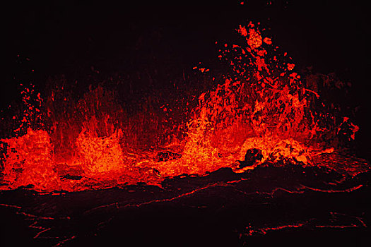 火山岩,湖,火山口,夏威夷火山国家公园,夏威夷