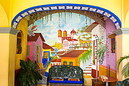 瓦哈卡州,墨西哥,彩色,酒店大堂