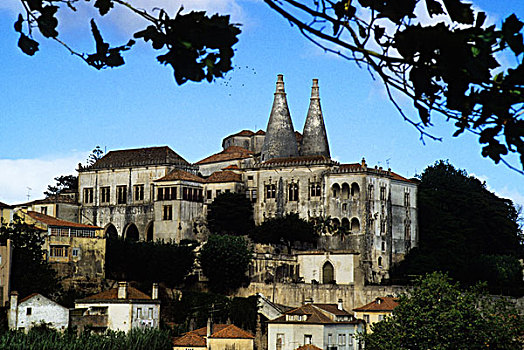 葡萄牙,辛特拉,俯视,老城