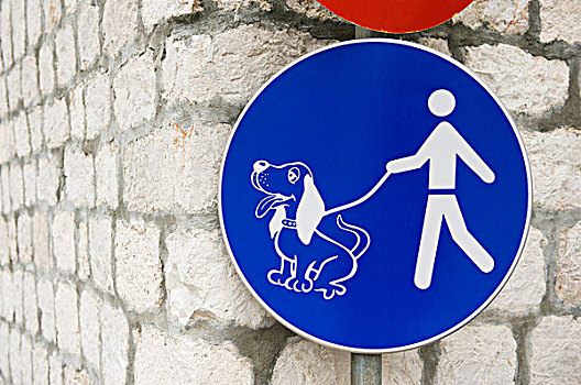 标识,狗,拴狗绳,岛屿,达尔马提亚,克罗地亚,欧洲