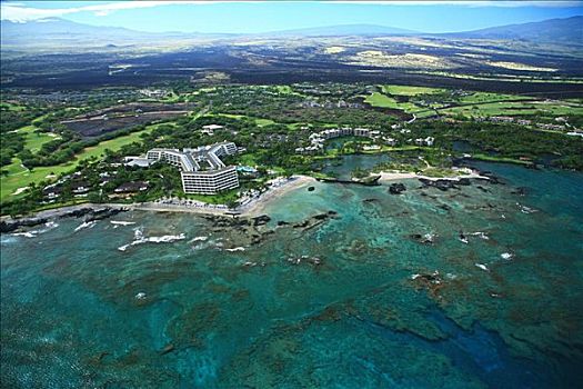 夏威夷,夏威夷大岛,柯哈拉海岸,俯视,毛纳拉尼,胜地