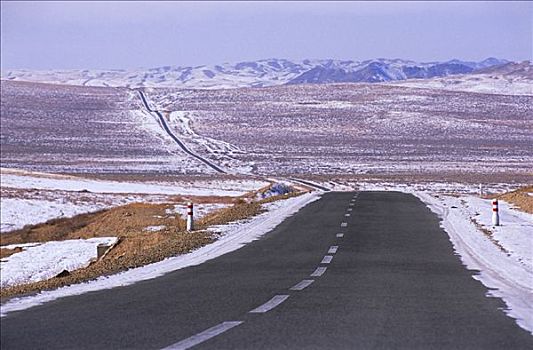 道路,冬天,省,蒙古