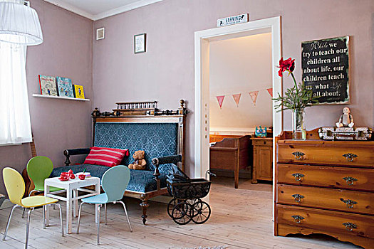 老式,沙发,旧式,婴儿车,现代,家具,斯堪的纳维亚,室内