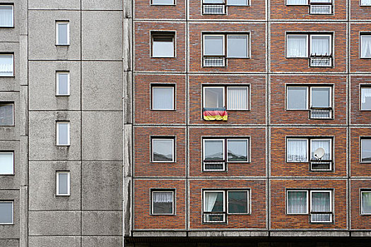 德国国旗,悬挂,窗户,公寓