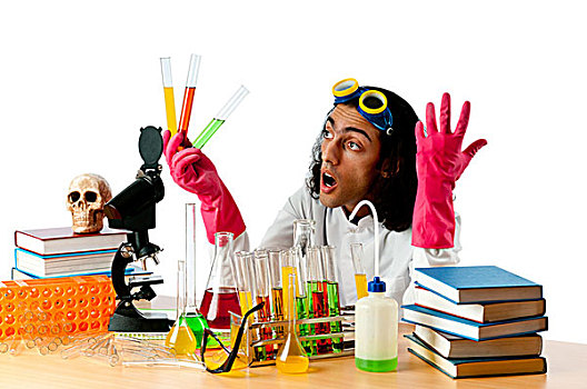 学生,工作,化学品,实验室