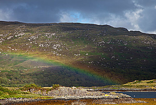 彩虹,反射,山,高地,苏格兰