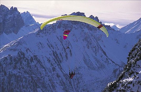 滑翔伞,山峦,滑伞运动,提洛尔,奥地利,欧洲,探险