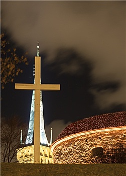 白色,十字架,光亮,教堂,塔林,爱沙尼亚