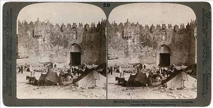 大马士革,大门,入口,耶路撒冷,巴勒斯坦,1896年,艺术家