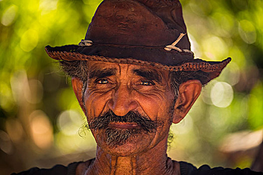 甘蔗,农民,戴着,帽子,头像,特立尼达,圣斯皮里图斯,省,古巴,北美