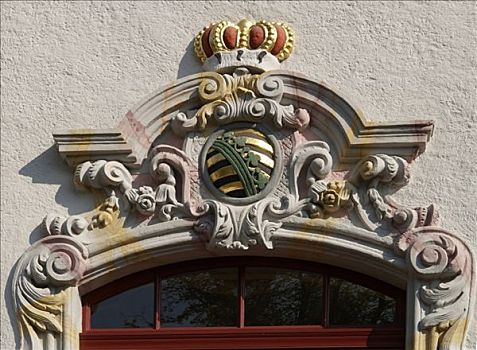 特写,盾徽,城堡,图林根州,德国