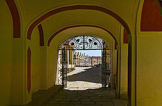 大门,老城广场,围绕,文艺复兴,房子,帖契,摩拉维亚,捷克共和国