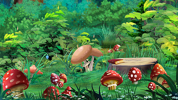伞形毒菌,蘑菇,树林,林间空地