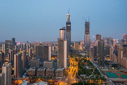 航拍济南东部新城cbd