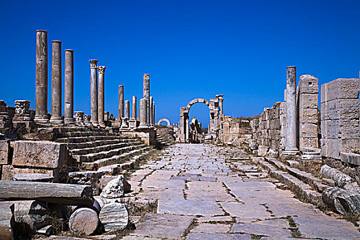 遗址,古城,拱形,莱普蒂斯马格纳,利比亚