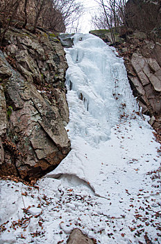 冬季瀑布结成冰