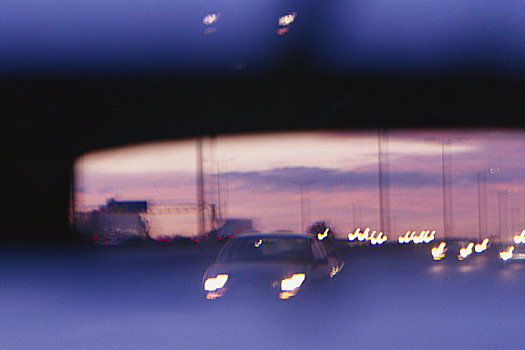 反射,公路,交通,后视镜,日落