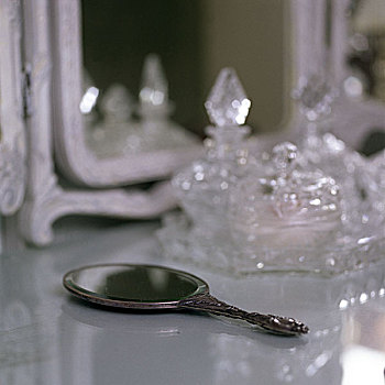 镜子,桌子,晶莹,香水,瓶子,反射,晃动