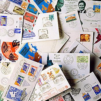 欧洲,邮件,白天,收集,邮票